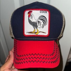 Red and Black Rooster Patch Cap